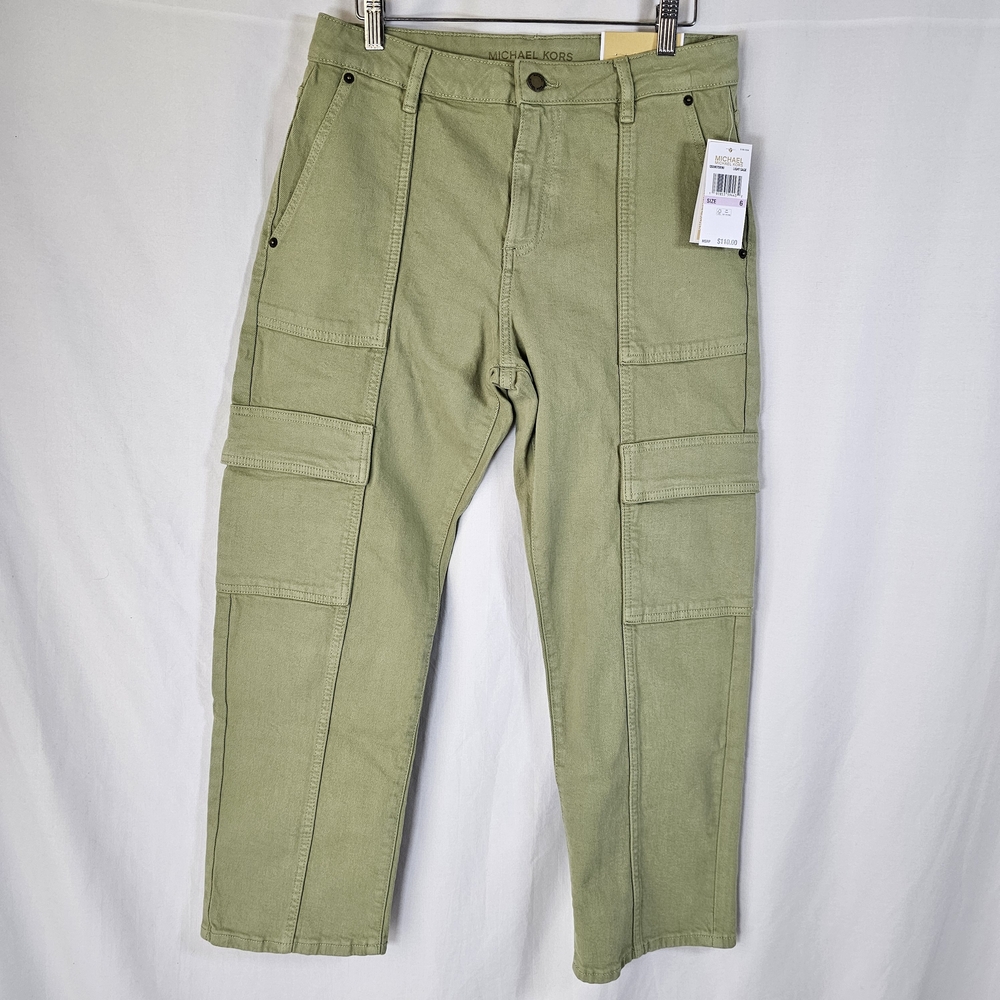 NWT Michael Kors Selma Straight Ankle Smoky‎ Olive Pants Size 6